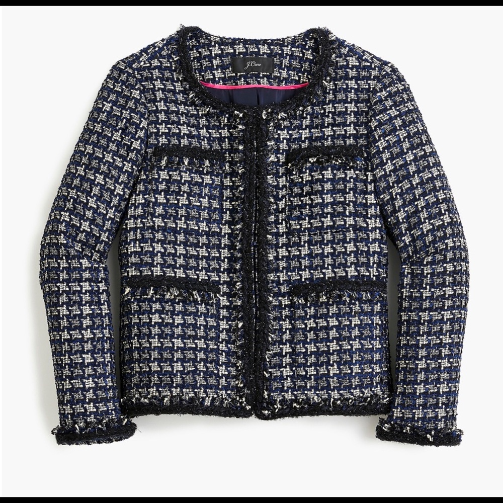 J.Crew Lady Blazer Jacket in Metallic Houndstooth Tweed Size 00